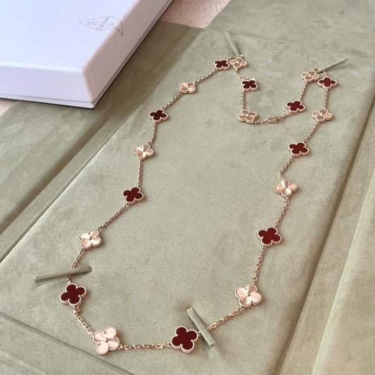 [Kismet Jewels ]CLOVER 20 MOTIFS LASER CARNELIAN NECKLACE