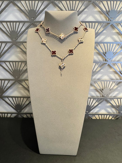 [Kismet Jewels ]CLOVER 20 MOTIFS LASER CARNELIAN NECKLACE
