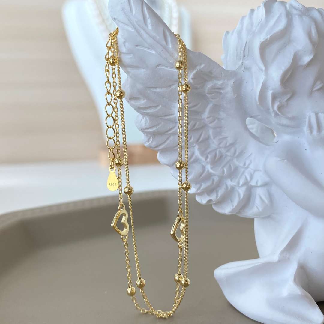 [Kismet Jewels ]Dainty Double Layer Love Heart Bracelet