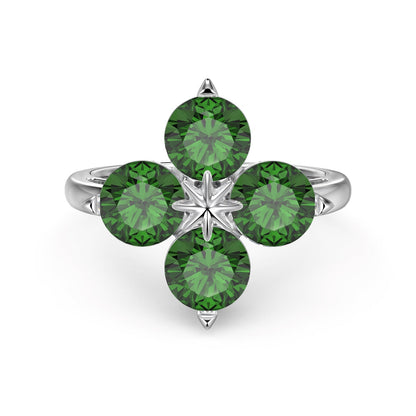 [Kismet Jewels ]Four-Leaf Clover Eight-Pointed Star Ring