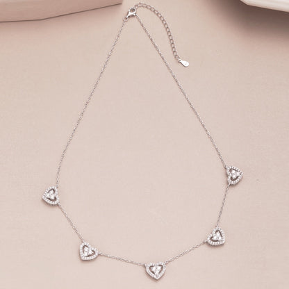 [Kismet Jewels ]Sparkling Five Heart Necklace