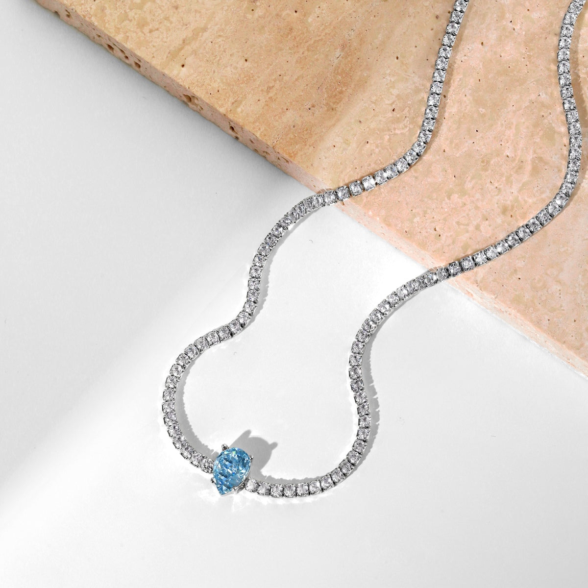 [Kismet Jewels ]1.0 carat Unique Pear Cut Tennis Necklace