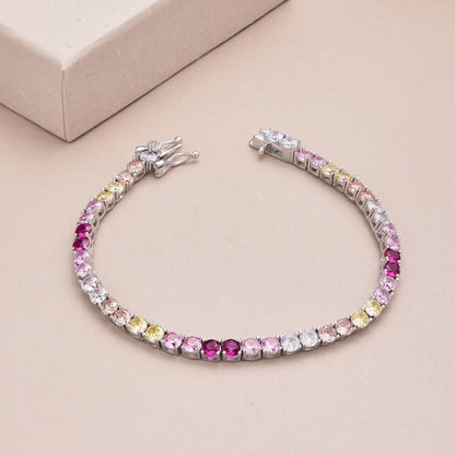 [Kismet Jewels ]Radiant Colorful Round Cut Tennis Bracelet