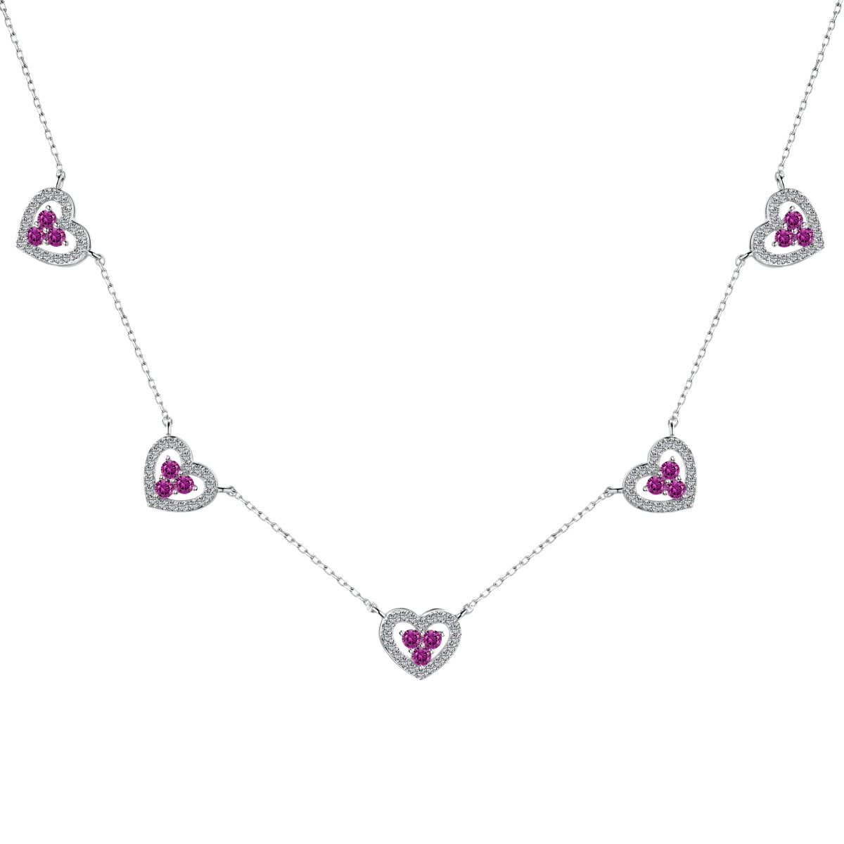 [Kismet Jewels ]Sparkling Five Heart Necklace