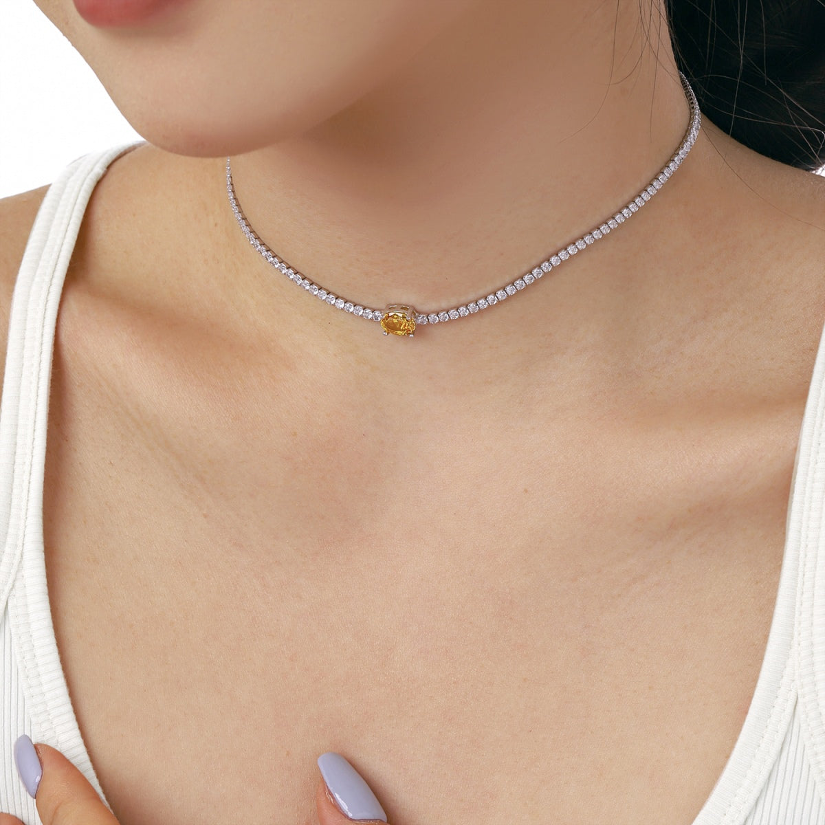 [Kismet Jewels ]1.0 Carat Shining Oval Cut Necklace