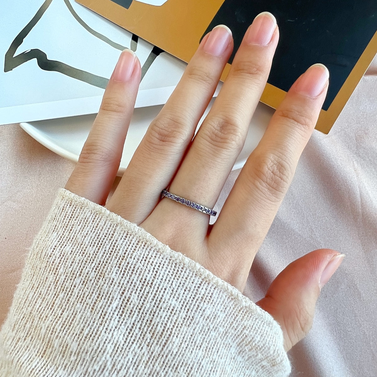 [Kismet Jewels ]Delicate Sparkling Round Cut Daily Ring