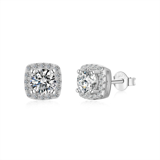 [Kismet Jewels ]Classic Round Center Stone Stud Earrings