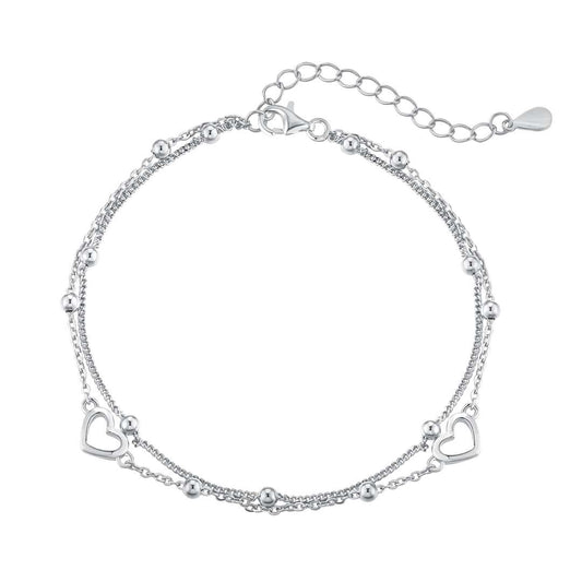 [Kismet Jewels ]Dainty Double Layer Love Heart Bracelet