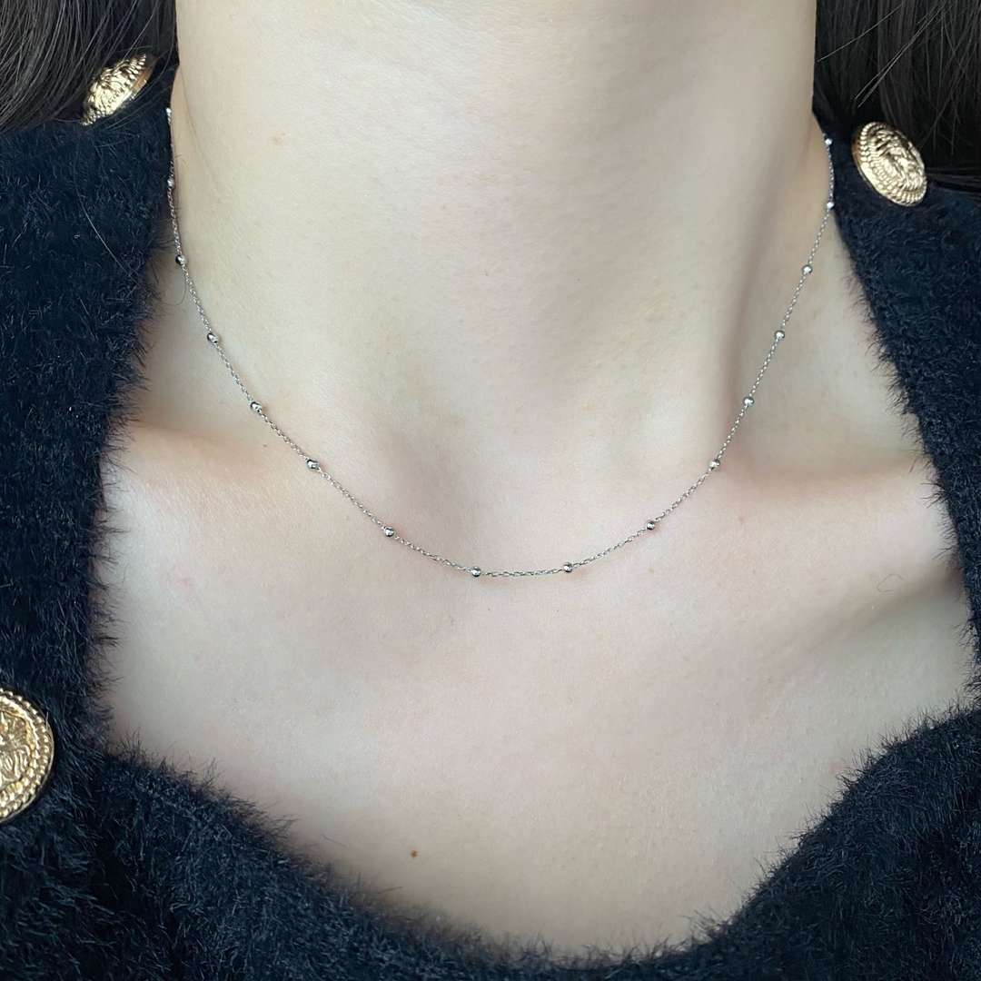 [Kismet Jewels ]Small Bead Clavicle Chain Simple Necklace