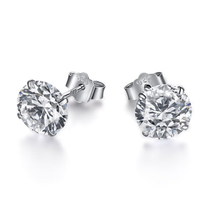 [Kismet Jewels ]Stylish Shiny Round Center Stone Stud Earrings