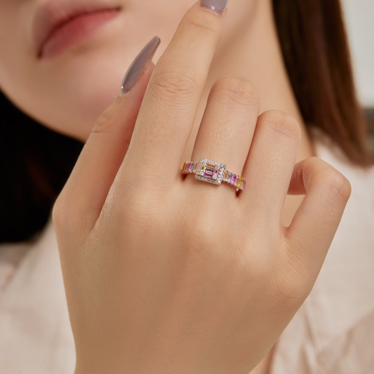 [Kismet Jewels ]Exquisite Colorful Radiant Cut Party Ring