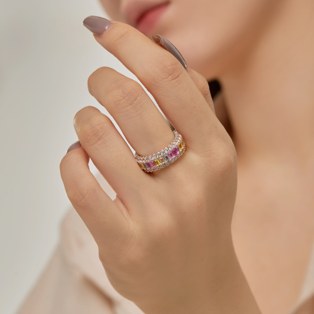 [Kismet Jewels ]Dainty Colorful Radiant Cut Daily Ring