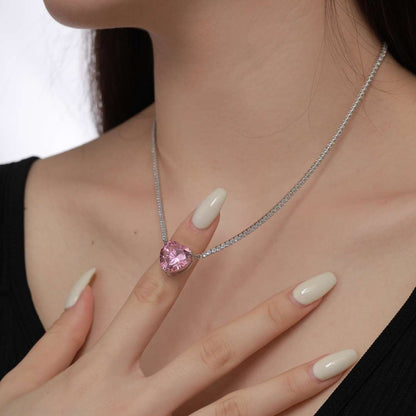 [Kismet Jewels ]8.0 Carat Versatile Colorful Sweet Heart-Shaped Tennis Necklace