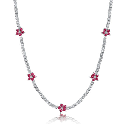 [Kismet Jewels ]Luxurious Colorful Flower Tennis Necklace