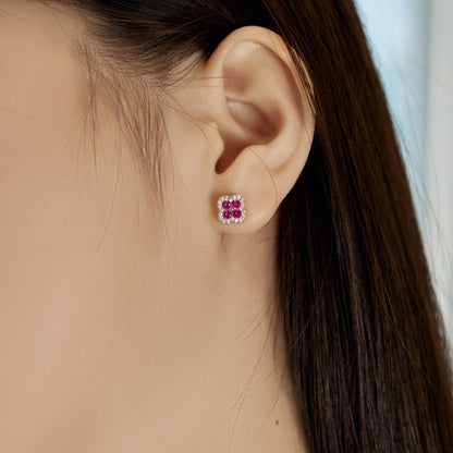 [Kismet Jewels ]Four-Leaf Clover Flower Shaped Earrings