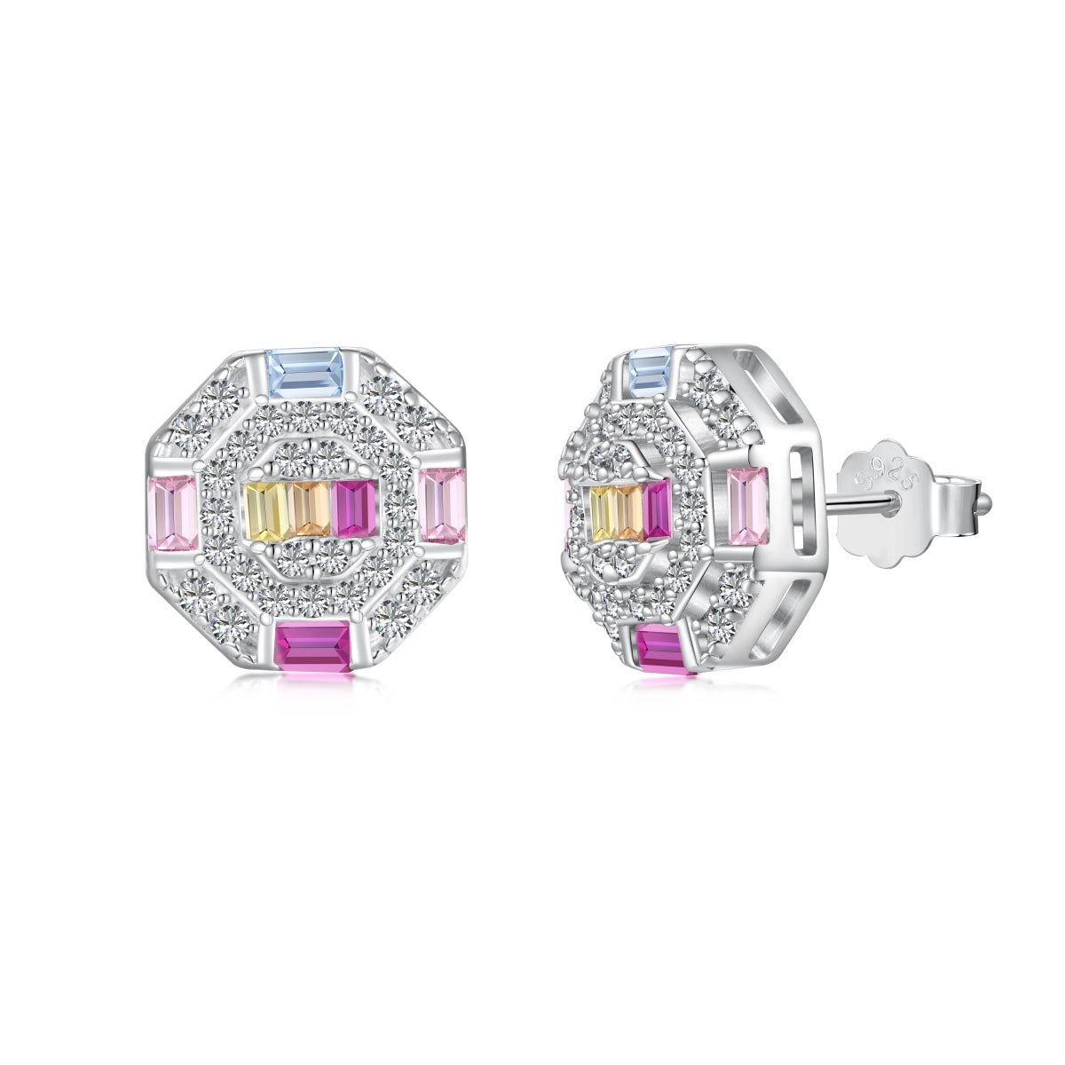 [Kismet Jewels ]Ornate Colorful Octagon Shape Daily Earrings
