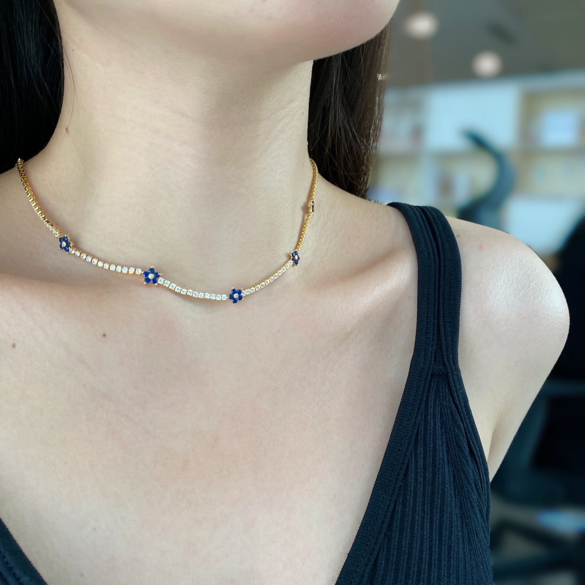 [Kismet Jewels ]Luxurious Colorful Flower Tennis Necklace