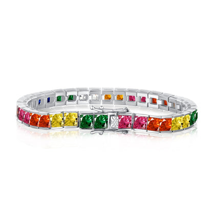 [Kismet Jewels ]Radiant Colorful Princess Cut Tennis Bracelet