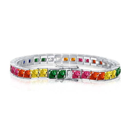 [Kismet Jewels ]Radiant Colorful Princess Cut Tennis Bracelet