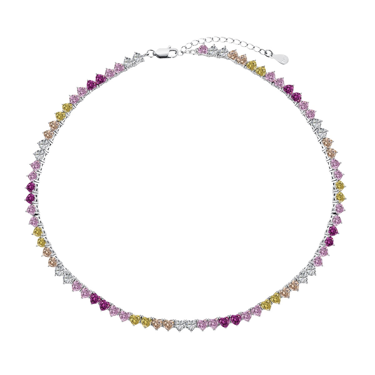 [Kismet Jewels ]Sparkling Colorful Full Heart Tennis Necklace
