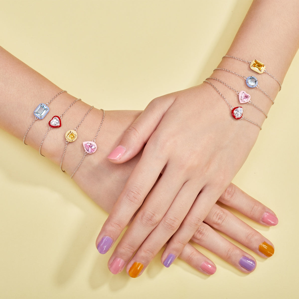 [Kismet Jewels ]2.0 Carat Sparkling Colorful Emerald Cut Daily Bracelet