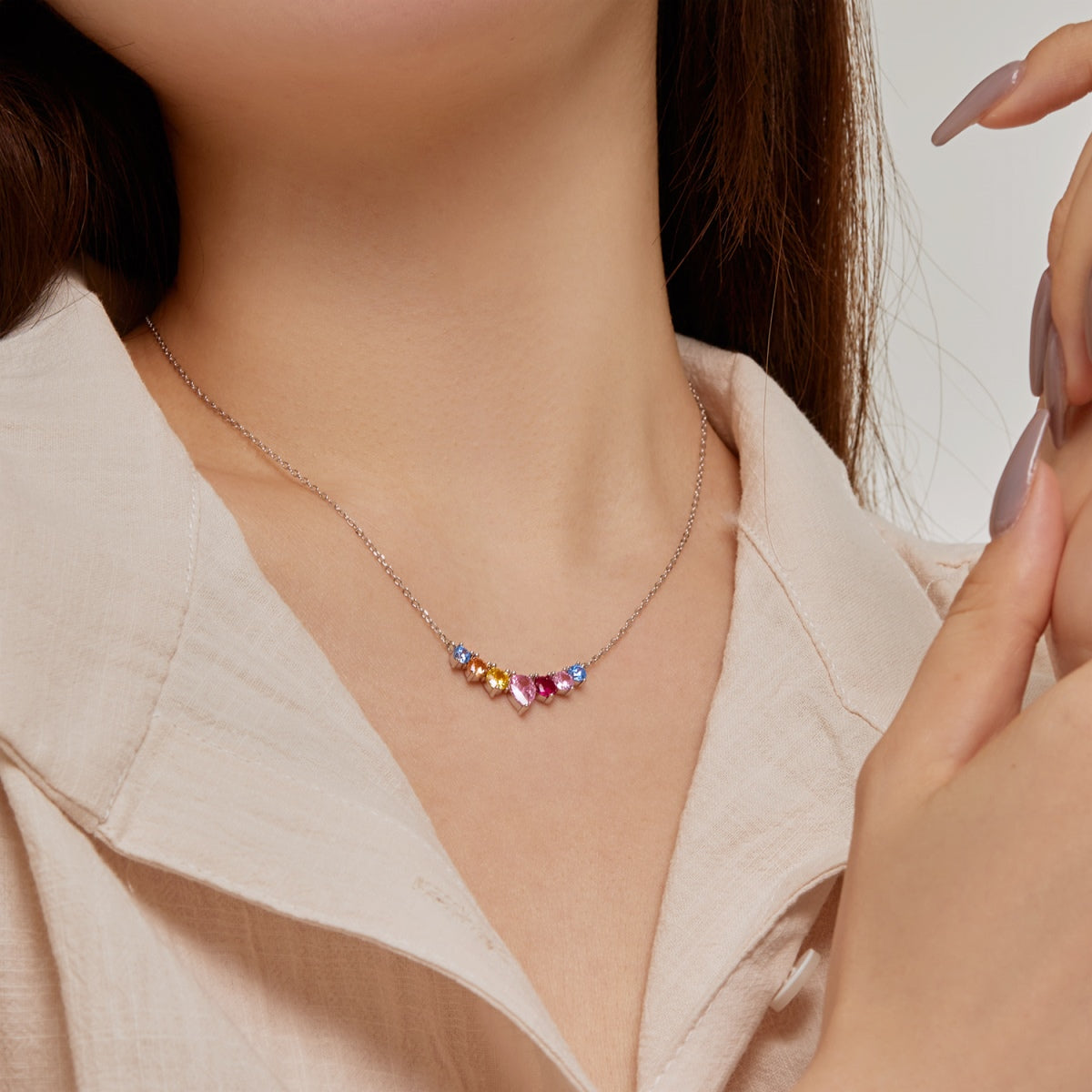 [Kismet Jewels ]Dainty Colorful Heart Necklace