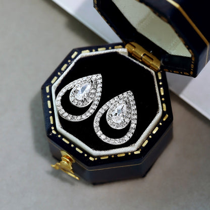 [Kismet Jewels ]Sparkling Delicate Water Drop Shape Daily Earrings