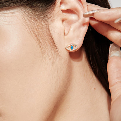 [Kismet Jewels ]Blue Devil Eyes Hollow Stud Earrings
