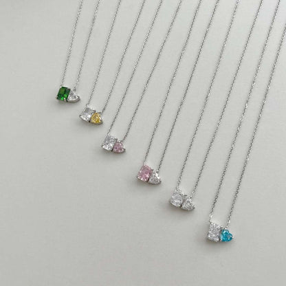 [Kismet Jewels ]Dazzling Square & Heart Shape Necklace
