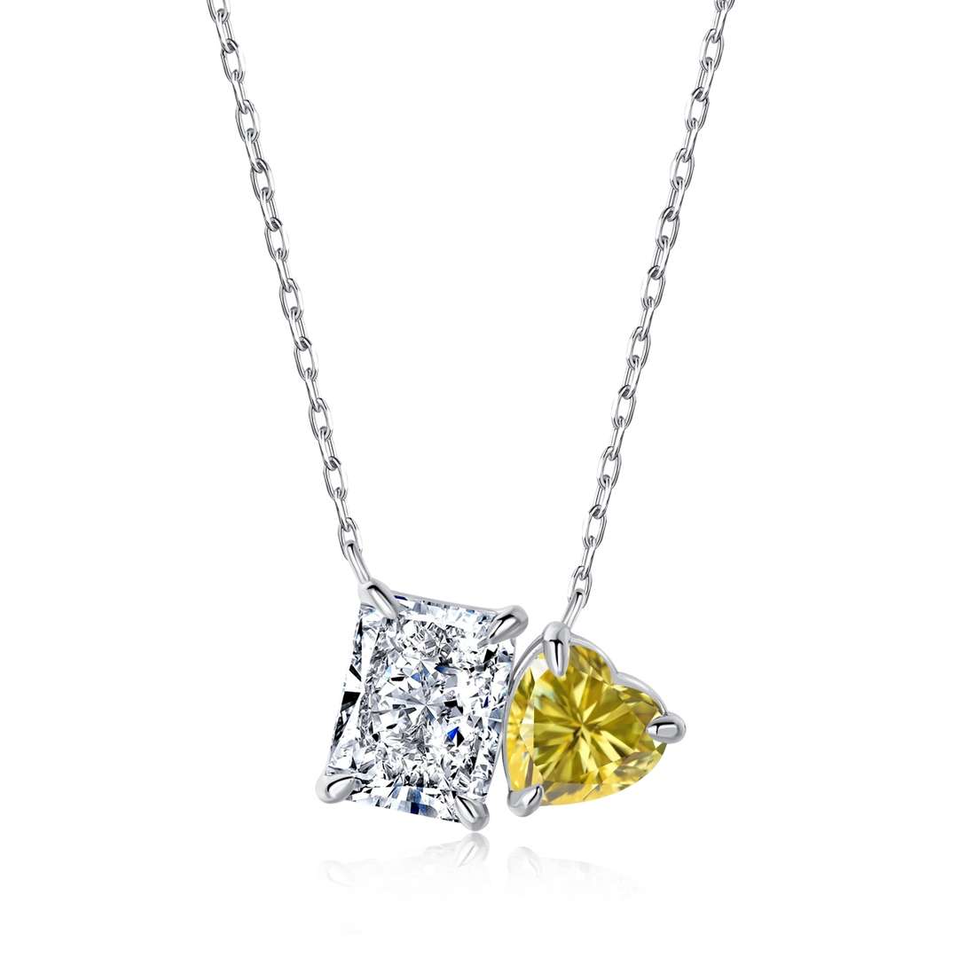 [Kismet Jewels ]Dazzling Square & Heart Shape Necklace