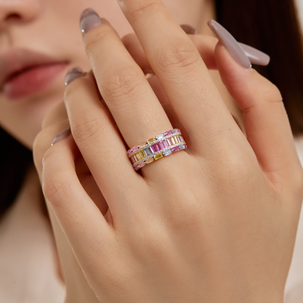 [Kismet Jewels ]Dazzling Colorful Radiant Cut Party Ring