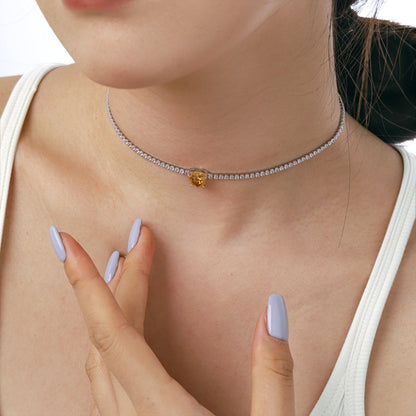 [Kismet Jewels ]2.0 Carat Sparkling Tennis Heart Cut Necklace