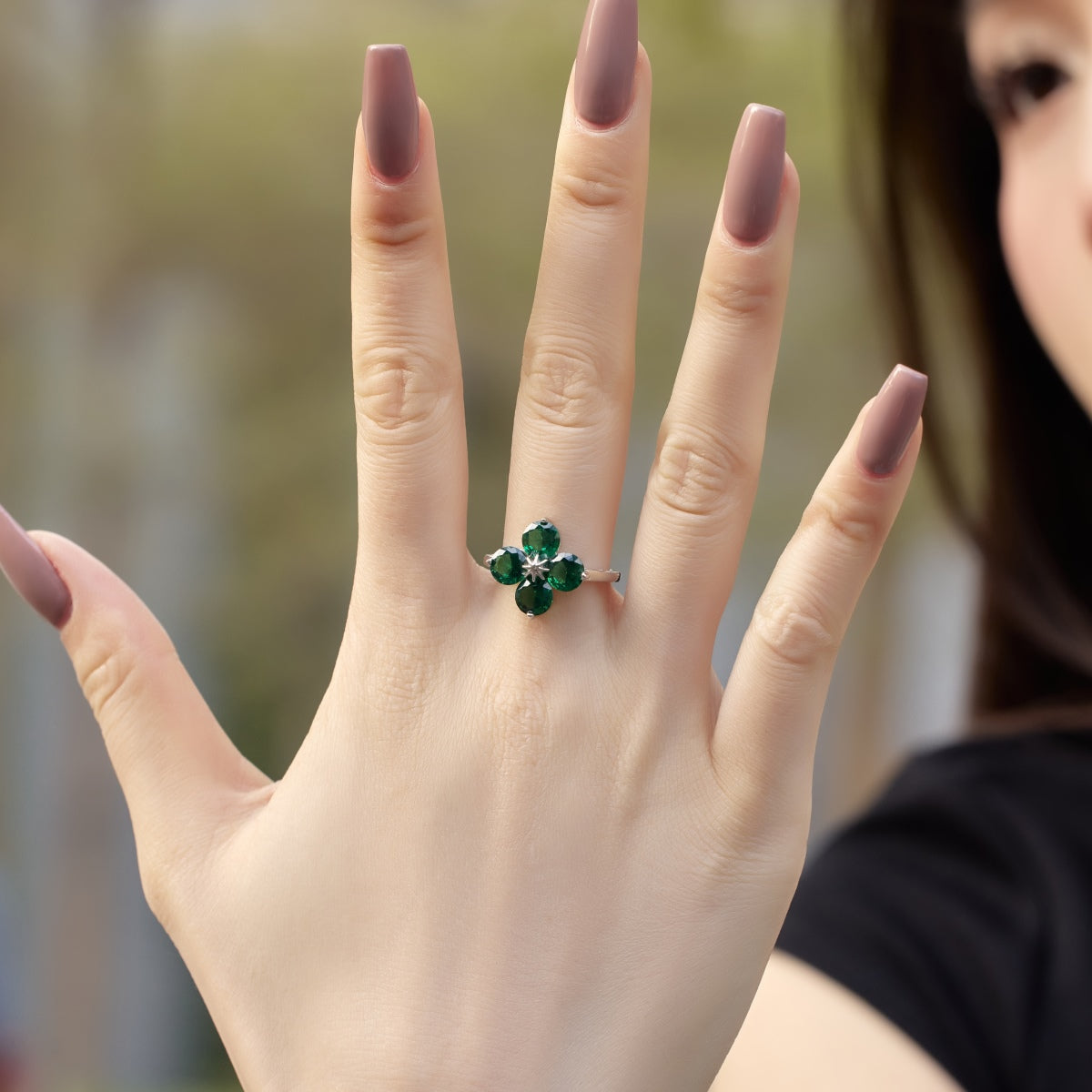 [Kismet Jewels ]Four-Leaf Clover Eight-Pointed Star Ring