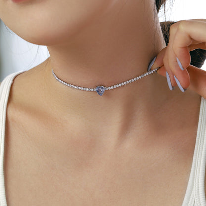 [Kismet Jewels ]2.0 Carat Sparkling Tennis Heart Cut Necklace