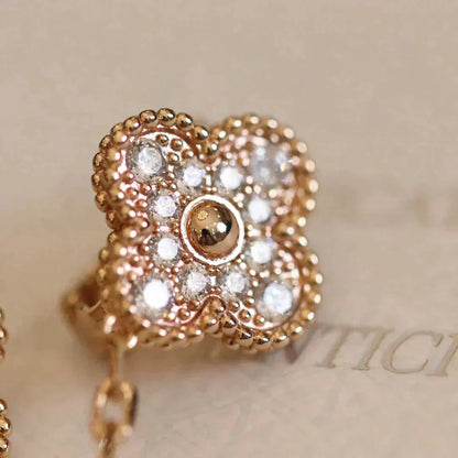 [Kismet Jewels ]CLOVER MEDIUM 1 MOTIFS FUll DIAMOND EARRINGS
