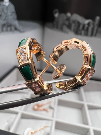 [Kismet Jewels ]SERPENTI MALACHITE PINK GOLD EARRINGS