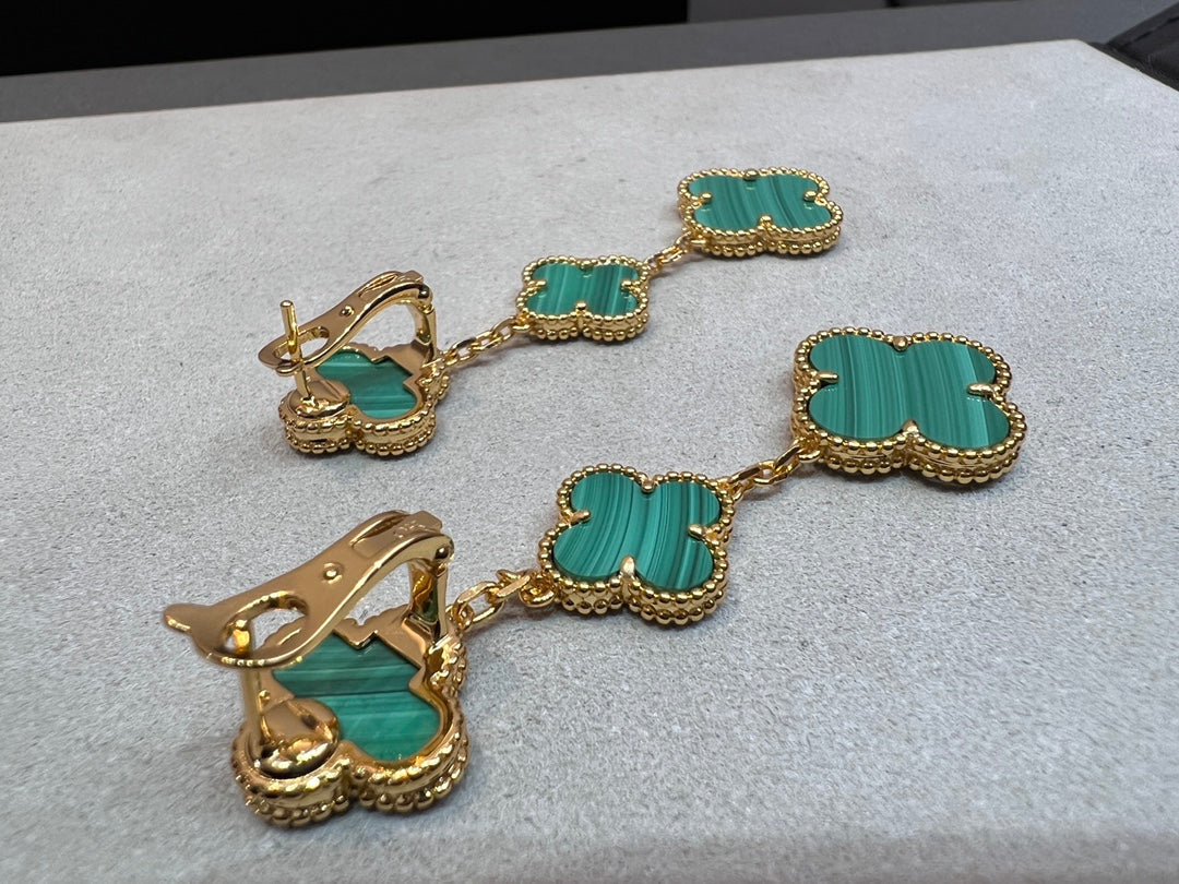 [Kismet Jewels ]CLOVER MALACHITE 3 MOTIFS GOLD
