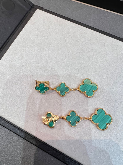 [Kismet Jewels ]CLOVER MALACHITE 3 MOTIFS GOLD