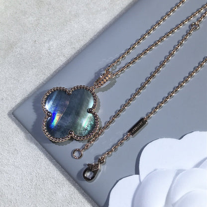 [Kismet Jewels ]CLOVER 25MM GOLD DARK MOP BIG CLOVER NECKLACE