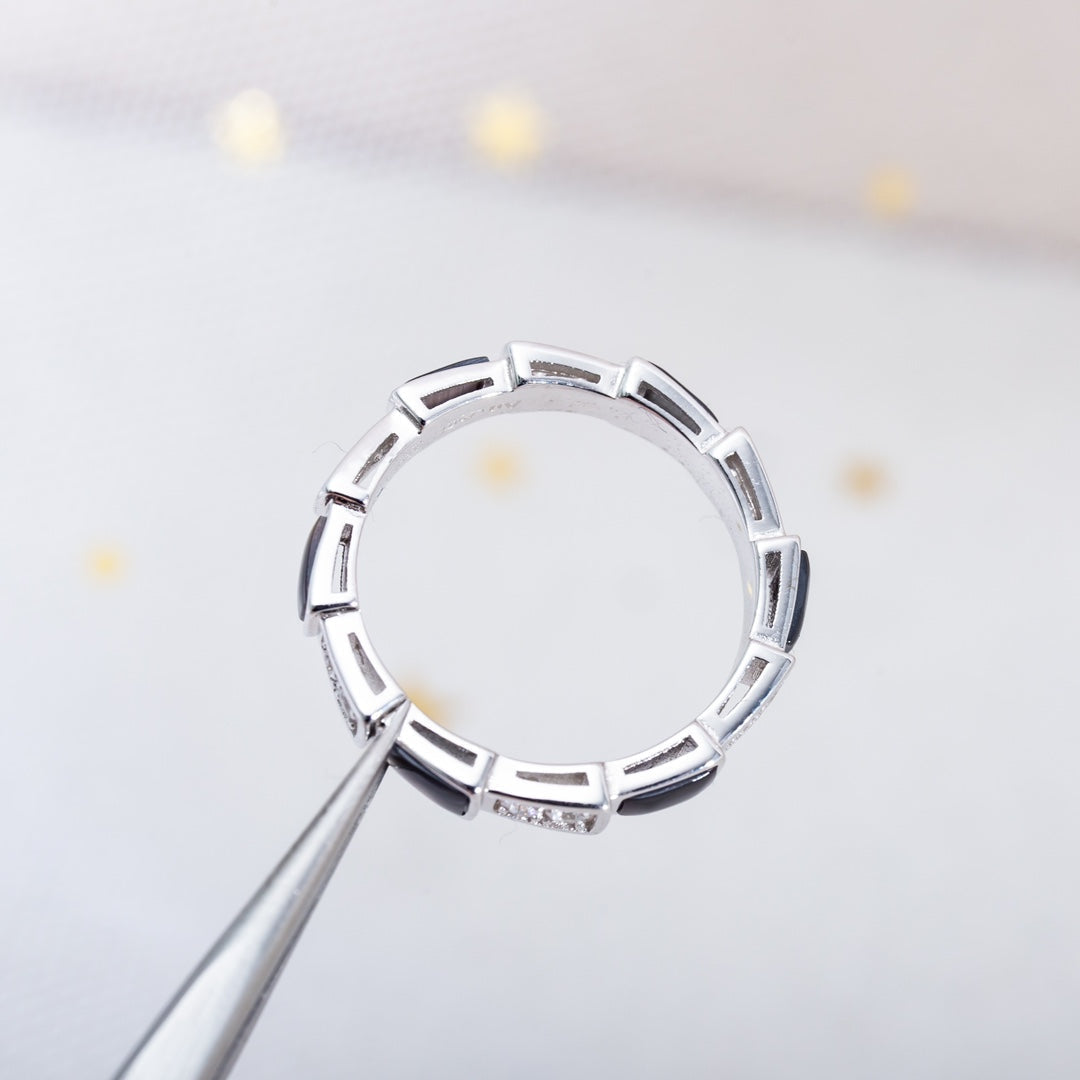 [Kismet Jewels ]SERPENTI RING SILVER  DIAMOND BLACK MOP 3MM