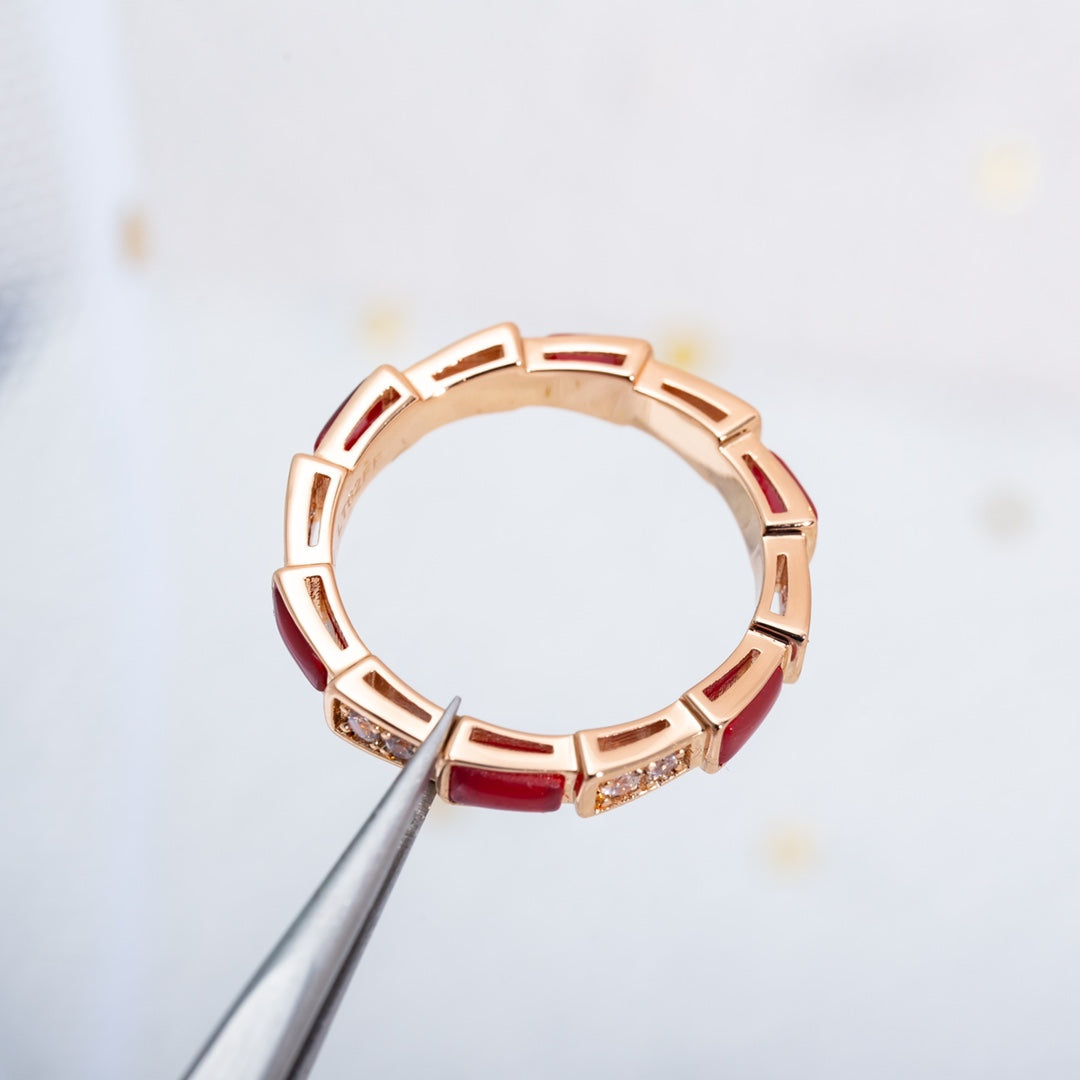 [Kismet Jewels ]SERPENTI RING PINK GOLD CARNELIAN DIAMOND 3MM