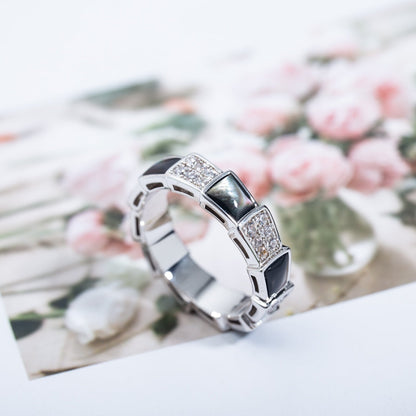 [Kismet Jewels ]SERPENTI RING SILVER DIAMOND BLACK MOP 4MM