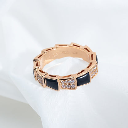 [Kismet Jewels ]SERPENTI RING PINK GOLD BLACK MOP DIAMOND PAVED 4MM
