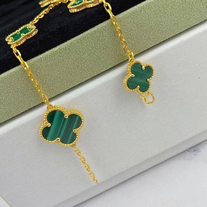 [Kismet Jewels ]MAGIC CLOVER MALACHITE GOLD BRACELET 5 MOTIFS