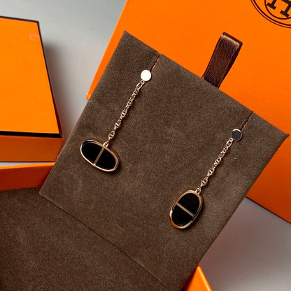 [Kismet Jewels ]CHAINE VERSO BLACK CERAMIC EARRINGS