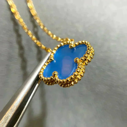 [Kismet Jewels ]CLOVER 15MM BLUE AGATE NECKLACE