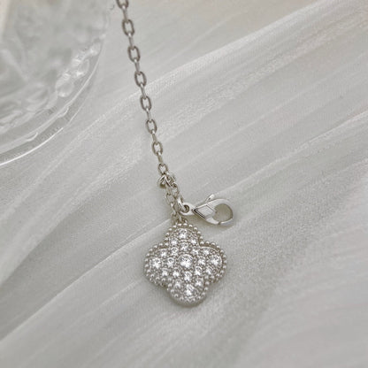 [Kismet Jewels ]CLOVER 5 MOTIFS SILVER DIAMONDS NECKLACE