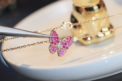 [Kismet Jewels ]BUTTERFLY RED DIAMOND ROSE GOLD NECKLACE