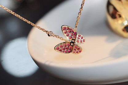 [Kismet Jewels ]BUTTERFLY RED DIAMOND ROSE GOLD NECKLACE