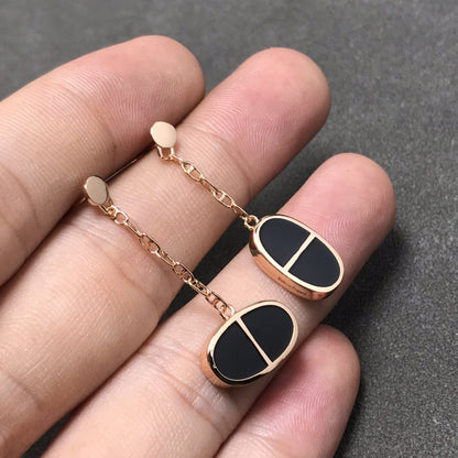 [Kismet Jewels ]CHAINE VERSO BLACK CERAMIC SILVER EARRINGS